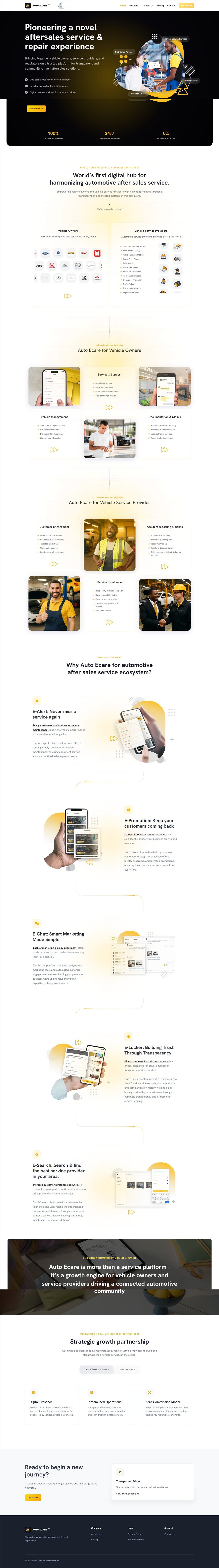 Auto eCare — automotive aftersales platform homepage