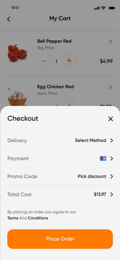 Daily Delivery checkout screen