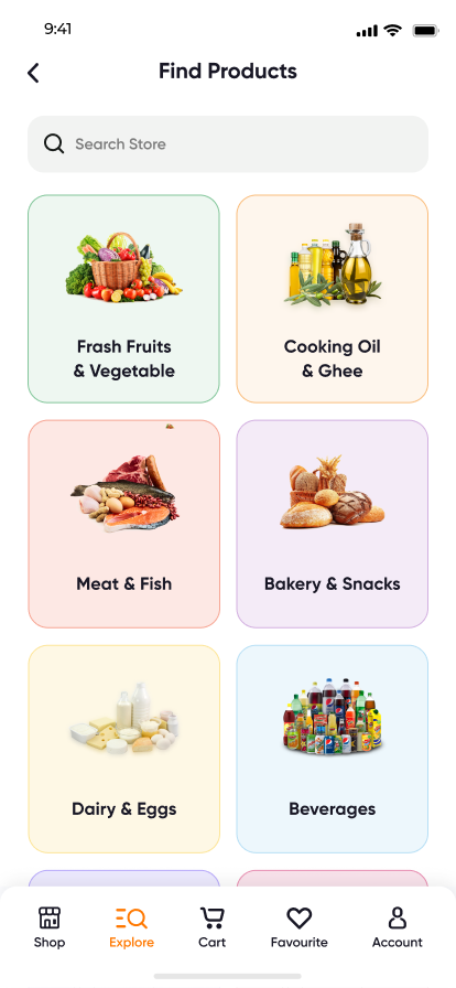 Daily Delivery explore categories screen