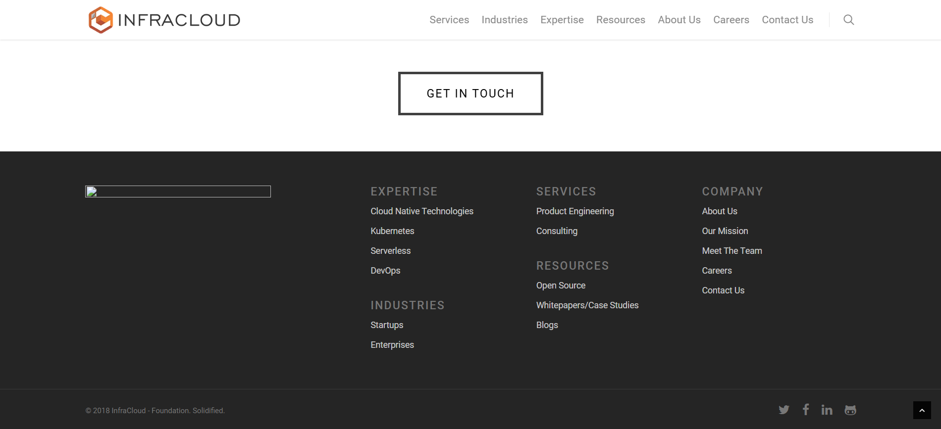 InfraCloud footer — before