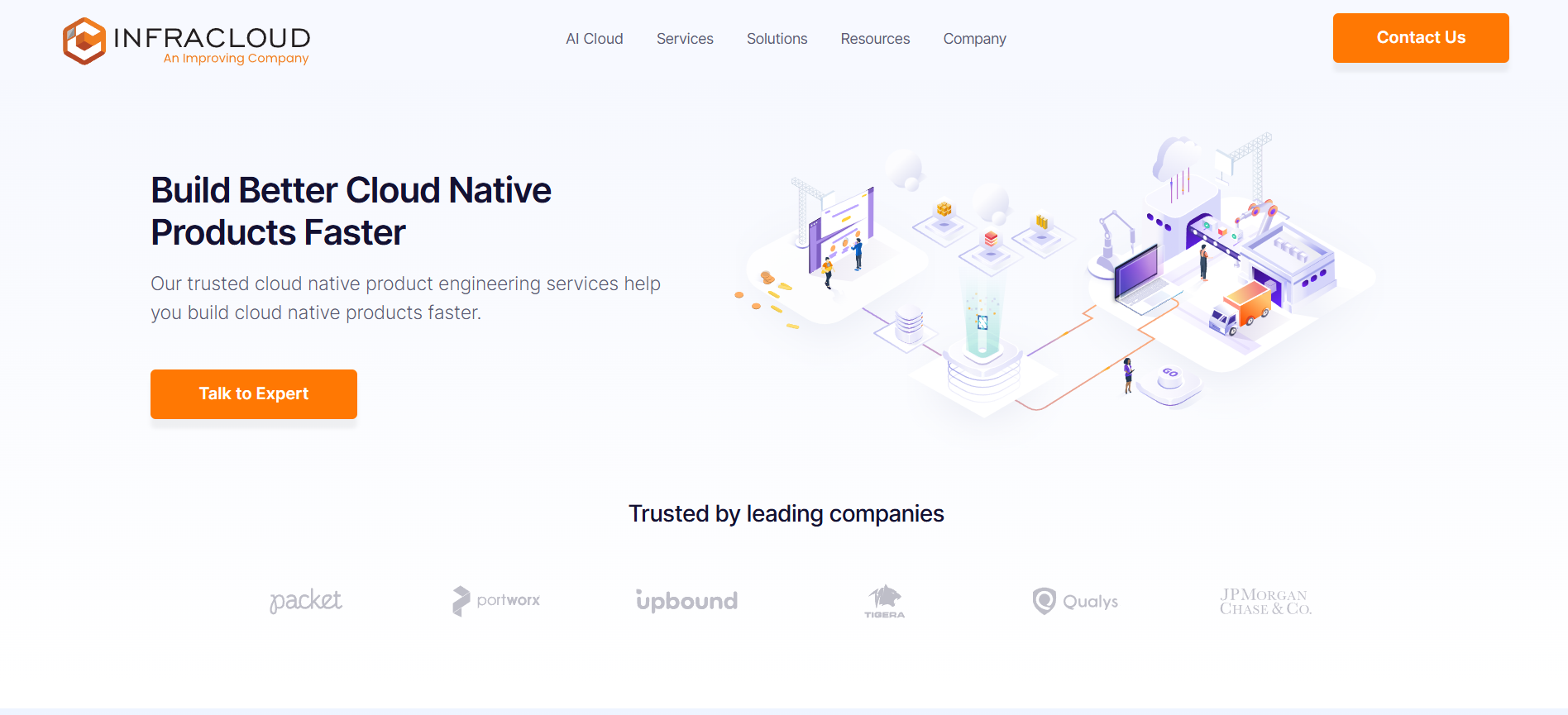 InfraCloud redesigned website — Product Engineering page