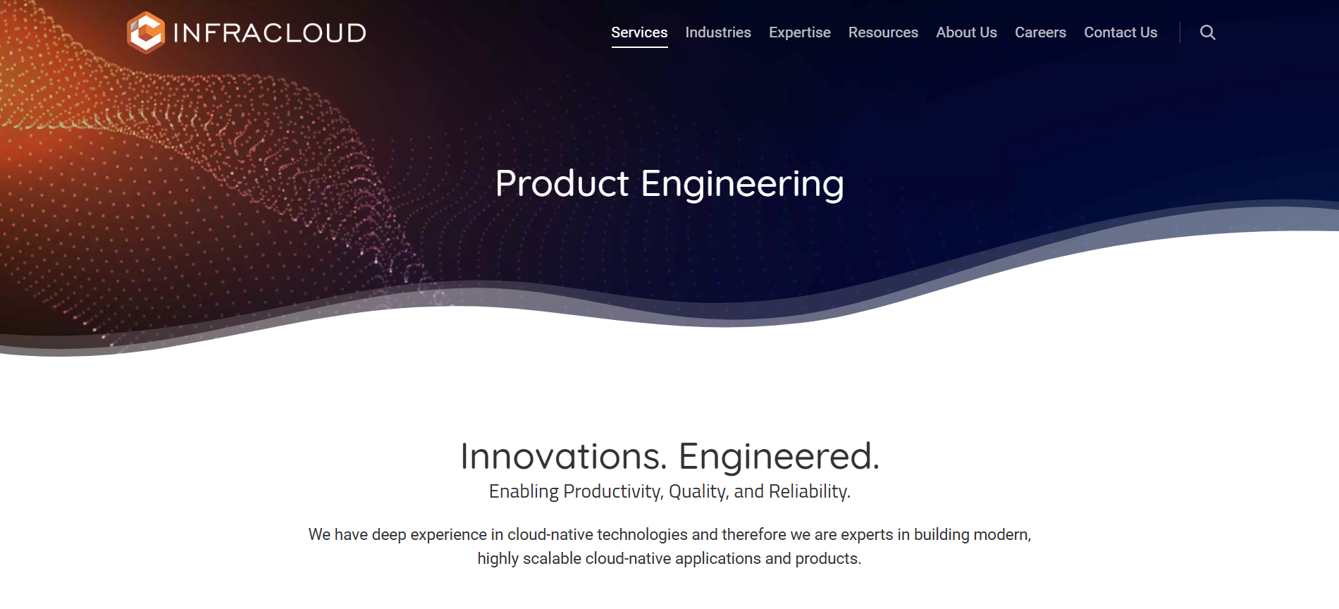 InfraCloud Product Engineering page — before