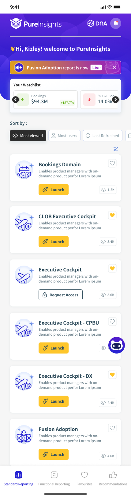 Pure Insights mobile analytics experience